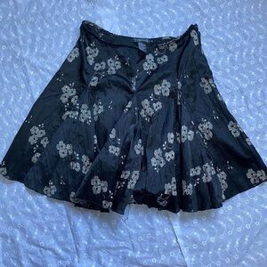 Rampage Black Skater Skirt with Floral Pattern
